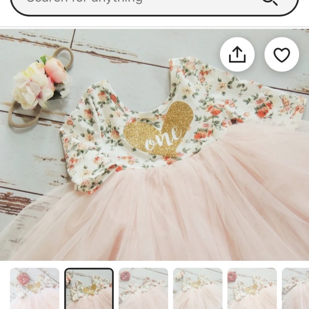 One year old birthday dress pair with handmade headband like new worn once